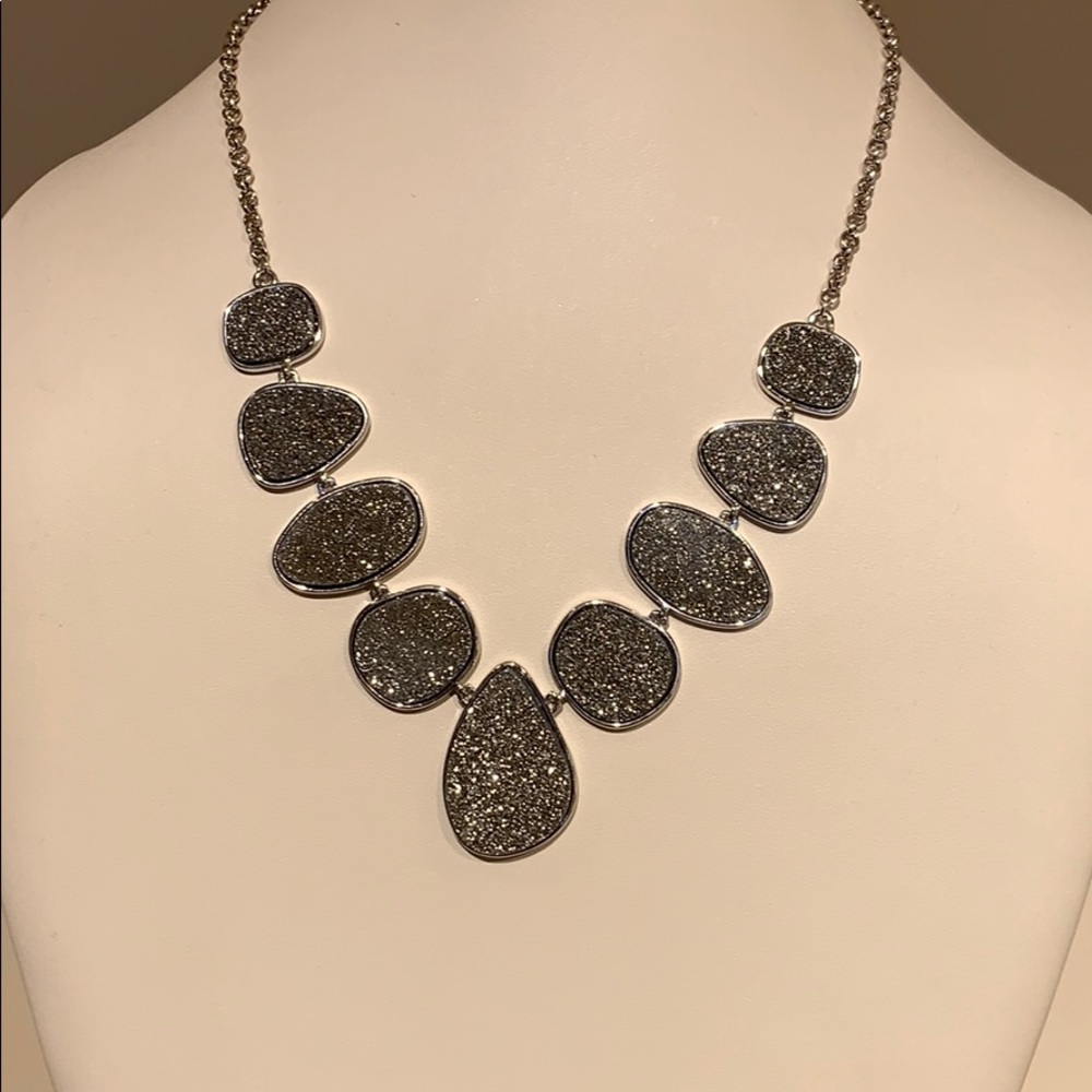 Silver Tone Titanium Druzy Necklace